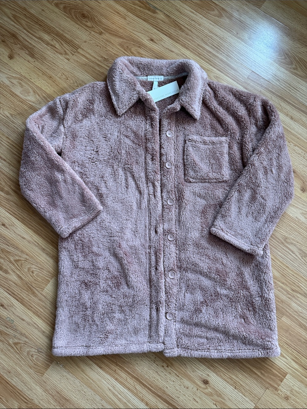 Berkshire Homeware Plush Button-Up Jacket in Mauve Pink โจ size S